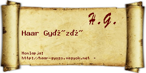 Haar Győző névjegykártya